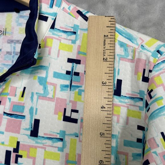 SanSoleil Pullover Womens Large UV 50+ Cooling Long Sleeve Zip Geometric Golf - Picture 10 of 11